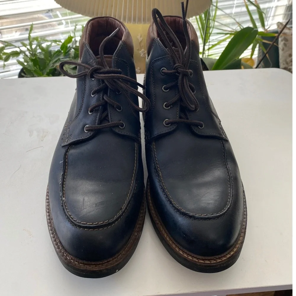 Johnston & Murphy Waterproof Chukka Boots Men 10M Black Brown Leather Moc Toe